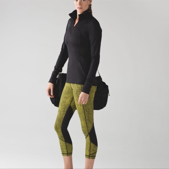 Lululemon Pace Rival crop mesh fall net toxic black leggings - Picture 1 of 9